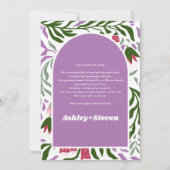 Boho boog, kleurrijke retro bloemen bruiloft foto bedankkaart (Achterkant)