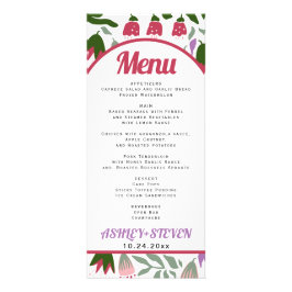 Boho boog met folklore bloemen bruiloft kaart