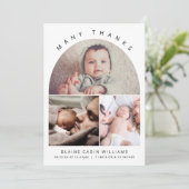 Boho Boog Moderne Bedankt Geboortefotocollage Aankondiging (Staand voorkant)