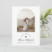 Boho boog moderne QR-code foto bruiloft Save The Date (Staand voorkant)