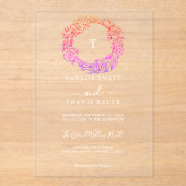 Boho Boog Monogram Acryl Uitnodiging (Voorkant)