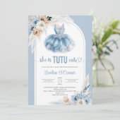 Boho boog navy blauw tutu jurk pampas Baby shower Kaart (Staand voorkant)