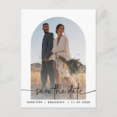 Boho boog overlay kalligrafie Bewaar de datum Foto Briefkaart (Voorkant)