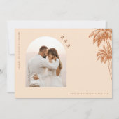 Boho Boog Palmboom Strand Foto Terracotta Trouwfee Save The Date (Achterkant)
