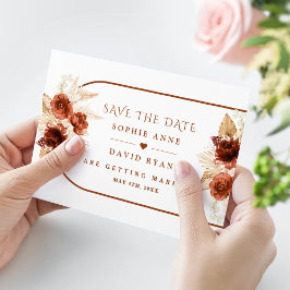 Boho Boog Pampas Gras Bloem Terracotta Bruiloft Save The Date