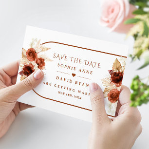 Boho Boog Pampas Gras Bloem Terracotta Bruiloft Save The Date