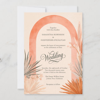Boho Boog Pampas Gras Bruiloft Kaart