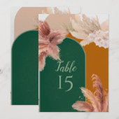 Boho Boog Pampasgras Bruiloft Tafel Nummers Kaart (Voorkant / Achterkant)