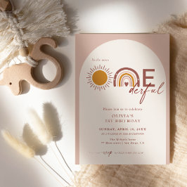 Boho Boog Regenboog 1e Verjaardag Miss Onederful Kaart