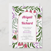 Boho boog retro takken en bloemen bruiloft kaart (Voorkant)