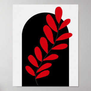 Boho boog rood en zwart bladeren Poster