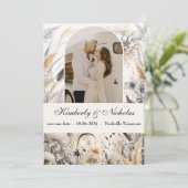 Boho Boog Rustiek Aards Pampas Bloemmotief Botanis Save The Date (Staand voorkant)