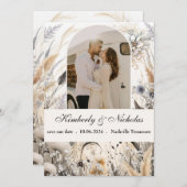 Boho Boog Rustiek Aards Pampas Bloemmotief Botanis Save The Date (Voorkant / Achterkant)