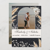 Boho Boog Sterrenhem Pampas Bloemmotief Aards Land Save The Date (Voorkant / Achterkant)