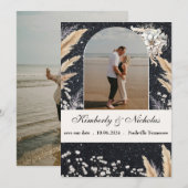 Boho Boog Sterrenhemel Pampas Bloemmotief Aards La Save The Date (Voorkant / Achterkant)