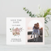 Boho Boog Stof Orchideeën Foto Bruiloft Save The Date (Staand voorkant)