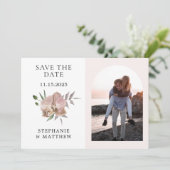 Boho Boog Stofige Orchideeën Foto Bruiloft Save The Date (Staand voorkant)