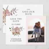 Boho Boog Stofige Orchideeën Foto Bruiloft Save The Date (Voorkant / Achterkant)