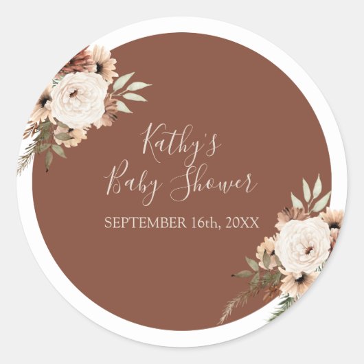 Boho Boog Terracotta Bloem Bedankt Sticker (Voorkant)