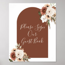 Boho Boog Terracotta Bloem Gelieve Onze Gast Te On Poster