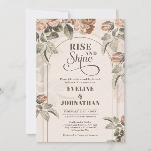 Boho boog terracotta roos Rise and Shine Kaart (Voorkant)