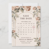 Boho boog  terracotta roos salie kalender save the date (Voorkant)