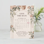 Boho boog  terracotta roos salie kalender save the date (Staand voorkant)