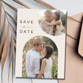 Boho boog twee foto woestijn bruiloft save the date