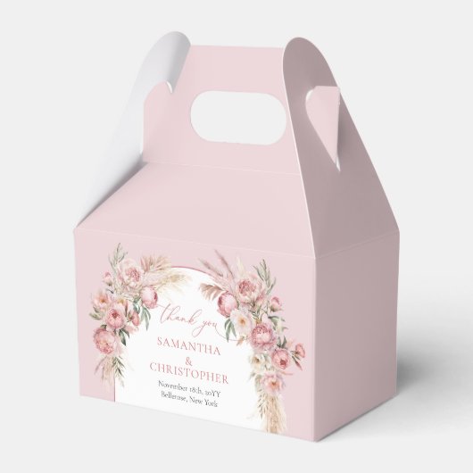 Boho boog Waterverf blush roze bloempampa's Bedankdoosjes (Achterkant)