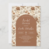 Boho boog waterverf neutrale kleuren wilde bloemen kaart (Voorkant)