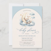 Boho boog waterverf teddybeer blauw en ivoor kaart (Voorkant)