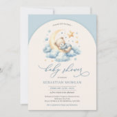 Boho boog waterverf teddybeer over de maanjongen kaart (Voorkant)