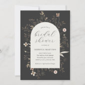 Boho Boog Wilde Bloemen Bruidsborrel Kaart (Voorkant)