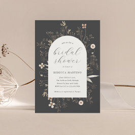 Boho Boog Wilde Bloemen Bruidsborrel Kaart