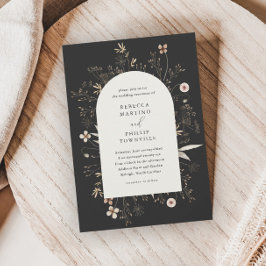 Boho Boog Wilde Bloemen Bruiloft Kaart