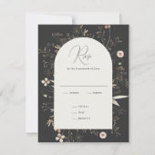 Boho Boog Wilde Bloemen Bruiloft RSVP Kaartje (Voorkant)