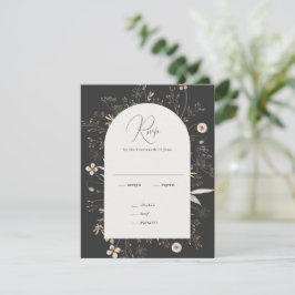 Boho Boog Wilde Bloemen Bruiloft RSVP Kaartje