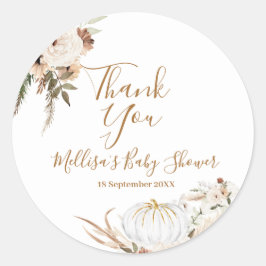 Boho Boog Witte Pompoen Bedankt Sticker