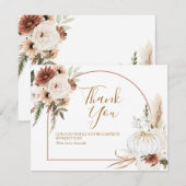 Boho Boog Witte Pompoen Bloem Baby Shower Bedankkaart (Voorkant / Achterkant)