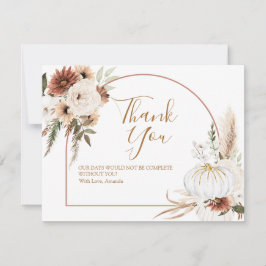 Boho Boog Witte Pompoen Bloemenkindercadeau Bedankkaart