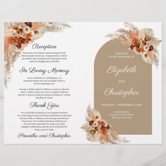 Boho boogaarterracotta verbrand oranje tropisch pr (Voorkant)