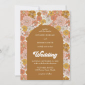 Boho boogbruin sinaasappel en ivoorbloemen kaart (Voorkant)