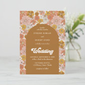 Boho boogbruin sinaasappel en ivoorbloemen kaart (Staand voorkant)