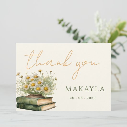 Boho Book Lover Floral Baby shower Bedankkaart (Staand voorkant)