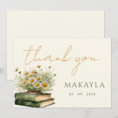 Boho Book Lover Floral Baby shower Bedankkaart (Voorkant / Achterkant)