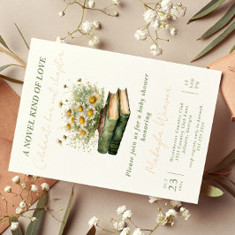 Boho Book Lover Floral baby shower Kaart