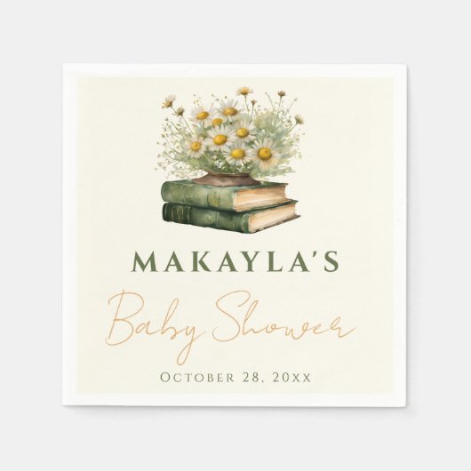 Boho Book Lover Floral Baby shower Servet (Voorkant)