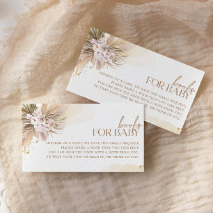 Boho Books for Baby Pampas Grass Baby shower Informatiekaartje