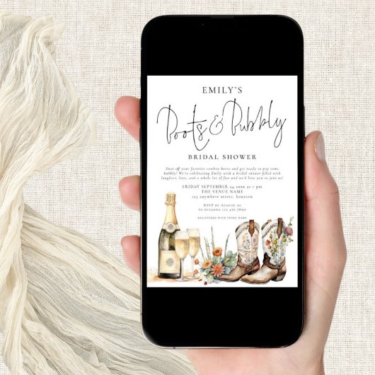 Boho Boots en Bubbly Vrijgezellenfeest Kaart