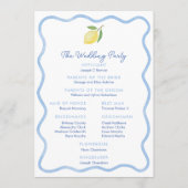 Boho Bord Blue Wavy Border Lemons Wedding Programmakaart (Achterkant)